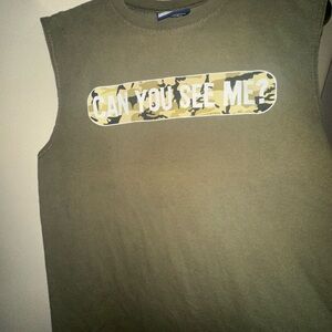 VTG 90s Y2K camo can you see me tank top mens size XL
